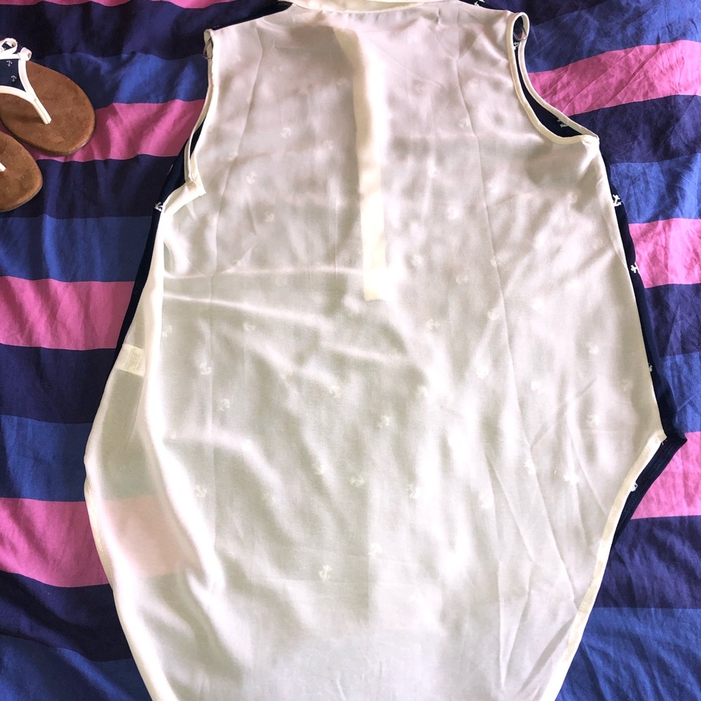 Adorable Sheer Anchor Collared Tank Blouse - Picture 5 of 7